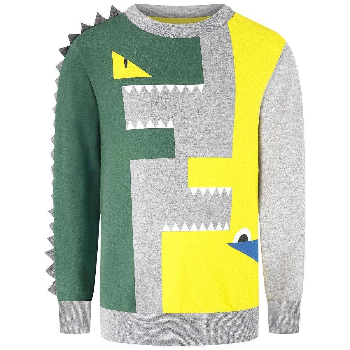 Fendi Monster Logo - Fendi Boys Grey Monster Logo Sweater With Scaly Sleeve