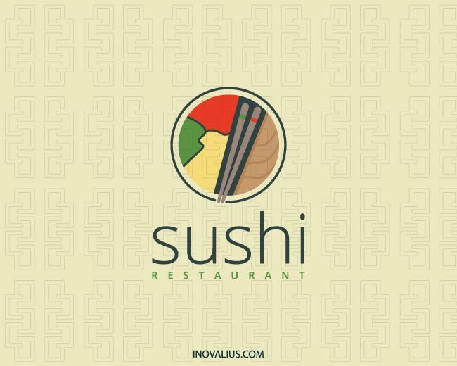 Green and Red Restaurant Logo - Sushi Logo Design