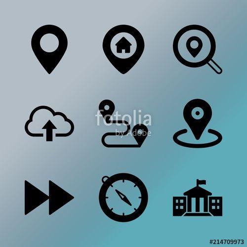 Shadow Person Logo - Vector icon set about location with 9 icons related to button ...