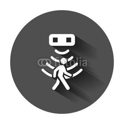 Shadow Person Logo - Motion sensor icon in flat style. Sensor waves with man vector