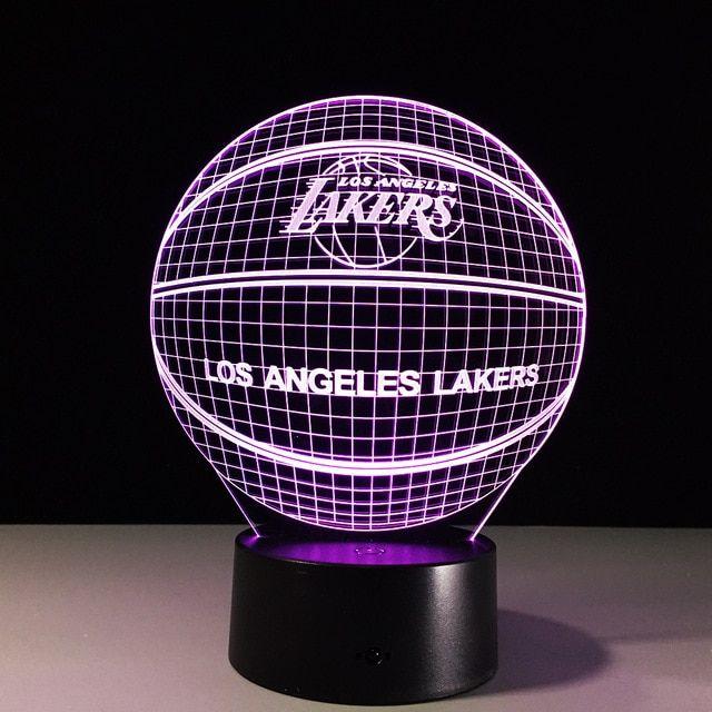 Lights Basketball Logo - American Basketball Logo 3D Los Angeles Lakers King LeBron James LED ...
