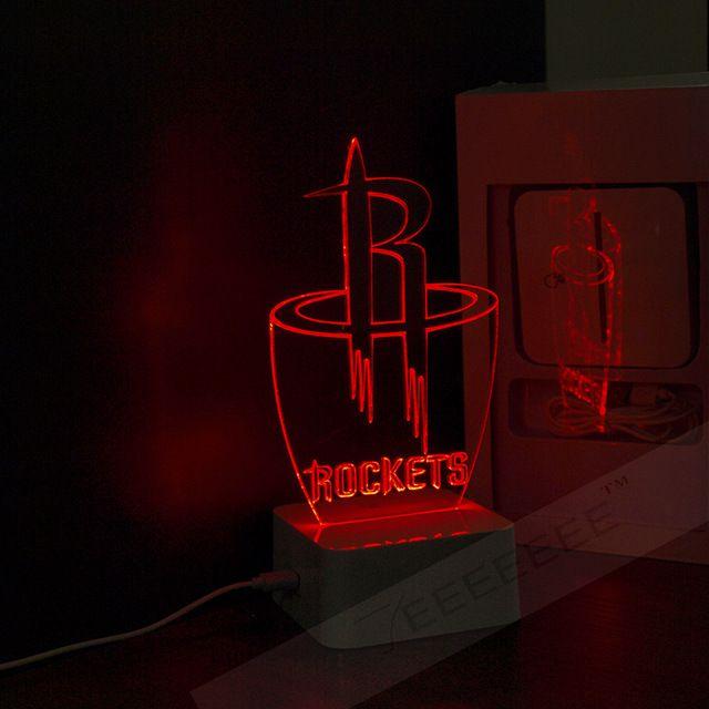 Lights Basketball Logo - Free Shipping HOUSTON ROCKETS(HOU) Team Logo 3D Table Lamp NBA