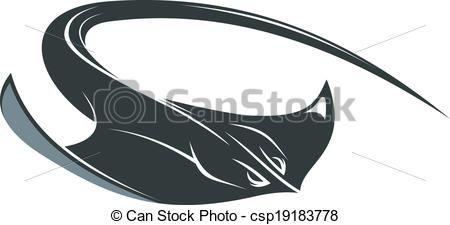 Manta Logo - Vectors Illustration of Swimming manta or sting ray - Swimming ...