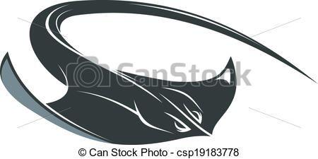 Manta Logo - Vectors Illustration of Swimming manta or sting ray