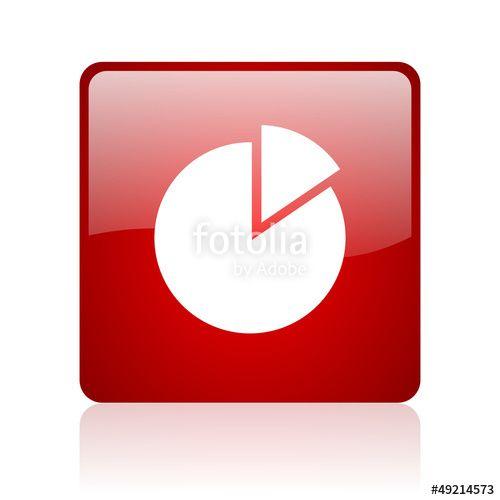 Red Square White Circle Logo - chart red square glossy web icon on white background