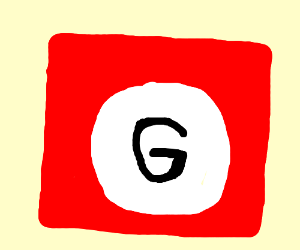 Red Square White Circle Logo - a red square with a white circle with a g drawing