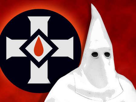 Kkk Logo - Stock Illustration - Ku Klux Klan member in front of KKK logo