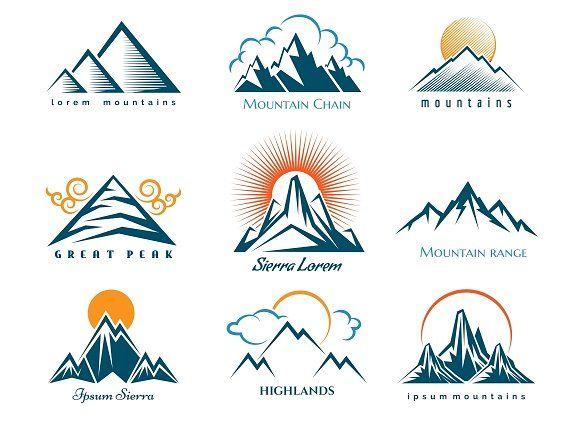 Mountain Range Logo - Mountain logo set ~ Graphics ~ Creative Market