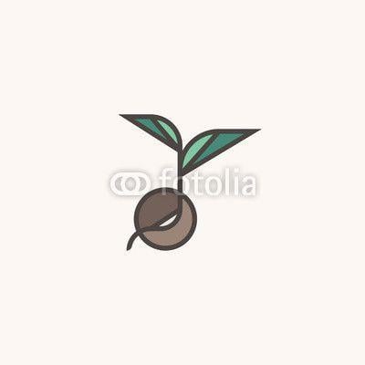 Modern Line Logo - Fresh organic sprout. Modern line logo mark template or icon with ...