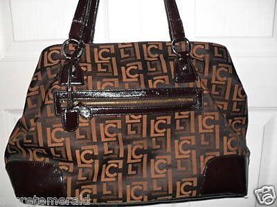 Liz Claiborne Logo - EUC Liz Claiborne Handbag Purse Brown Black Bag Logo NR