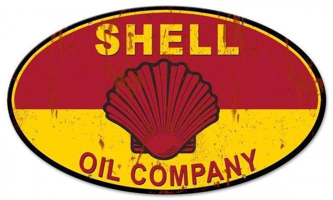 Shell Oil Company Logo - Shell Oil Company Grunge Metal Sign 24 x 14 Inches. Gas and Oil
