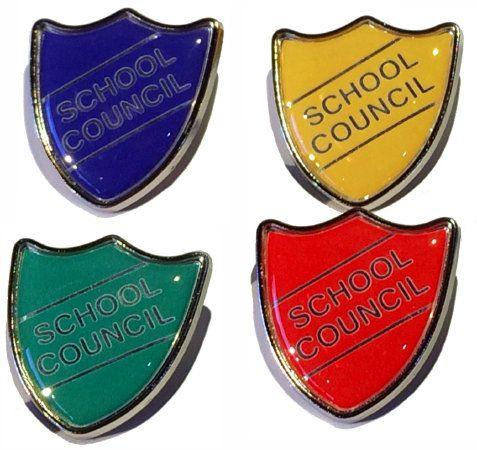 Green and Red Shield Company Logo - school council shield badges