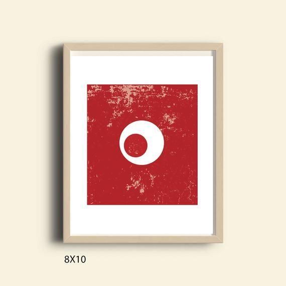Red Square White Circle Logo - Downloadable print PRINTABLE contemporary wall art red