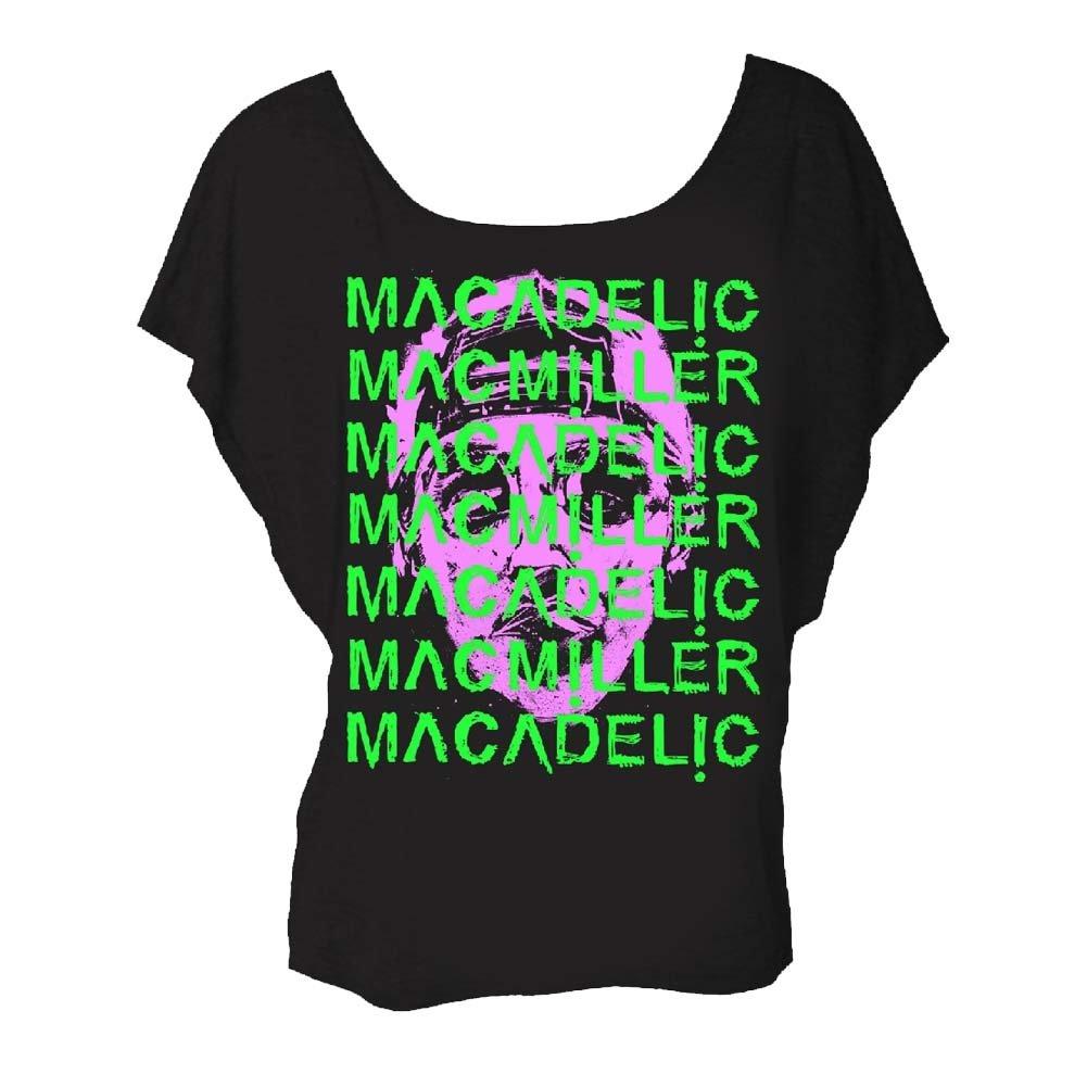 Mac Miller Logo - Mac Miller Face Repeat Logo Womens Dolman T Shirt