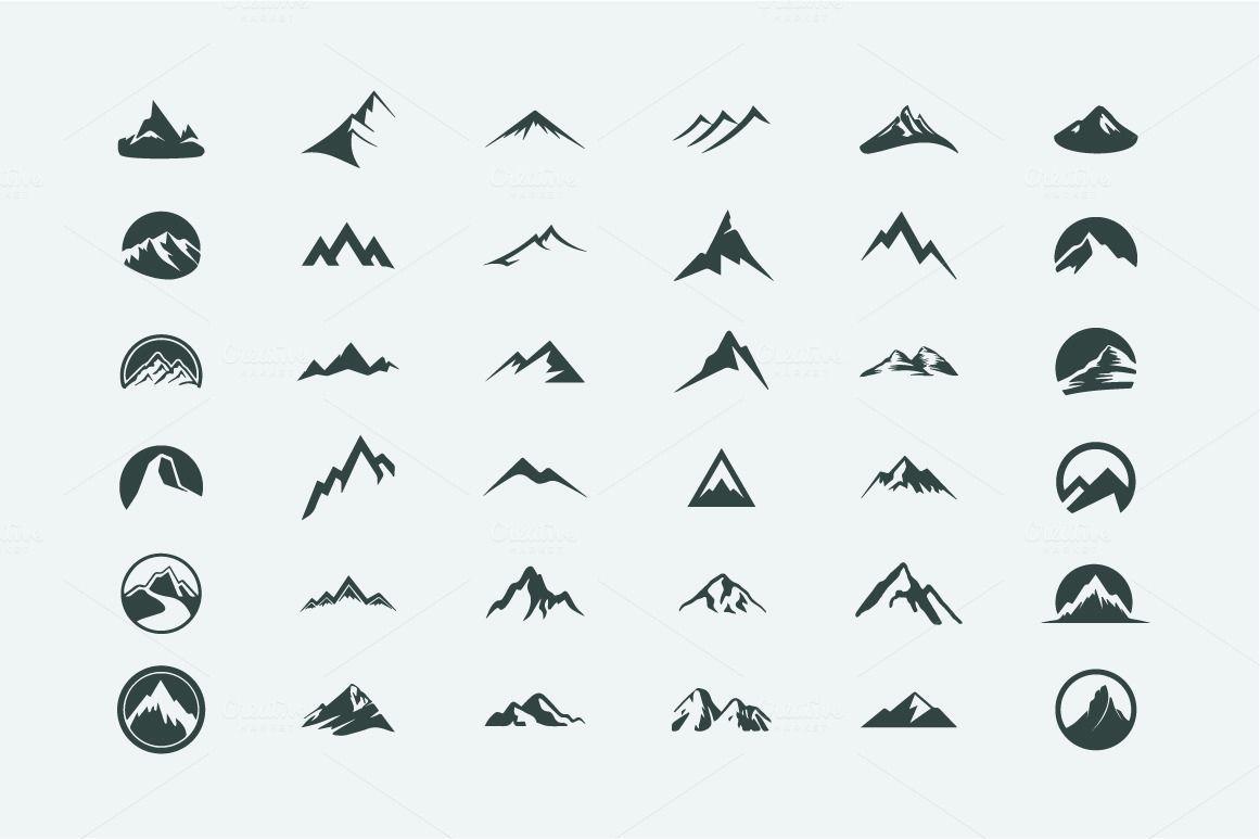 Simple Mountain Logo - Pack of 12 mountains logo, 62 icons by AliceNoir on Creative Market ...