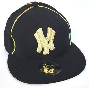 Gold NY Logo - New NY Yankees Hat New Era 59Fifty 7 3 8 Bling Gold Studs NY MLB
