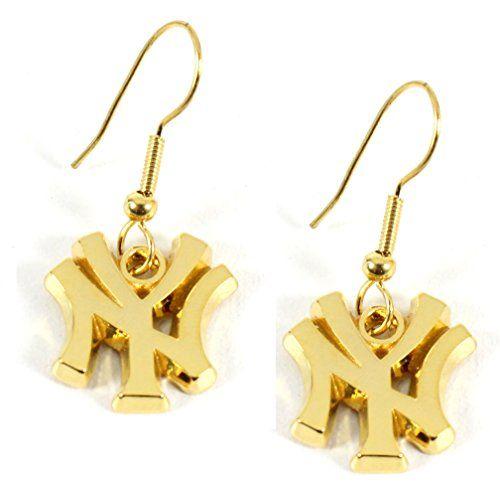 Gold NY Logo - Earrings – New York Yankees MLB Team NY Logo Gold Tone Dangle ...