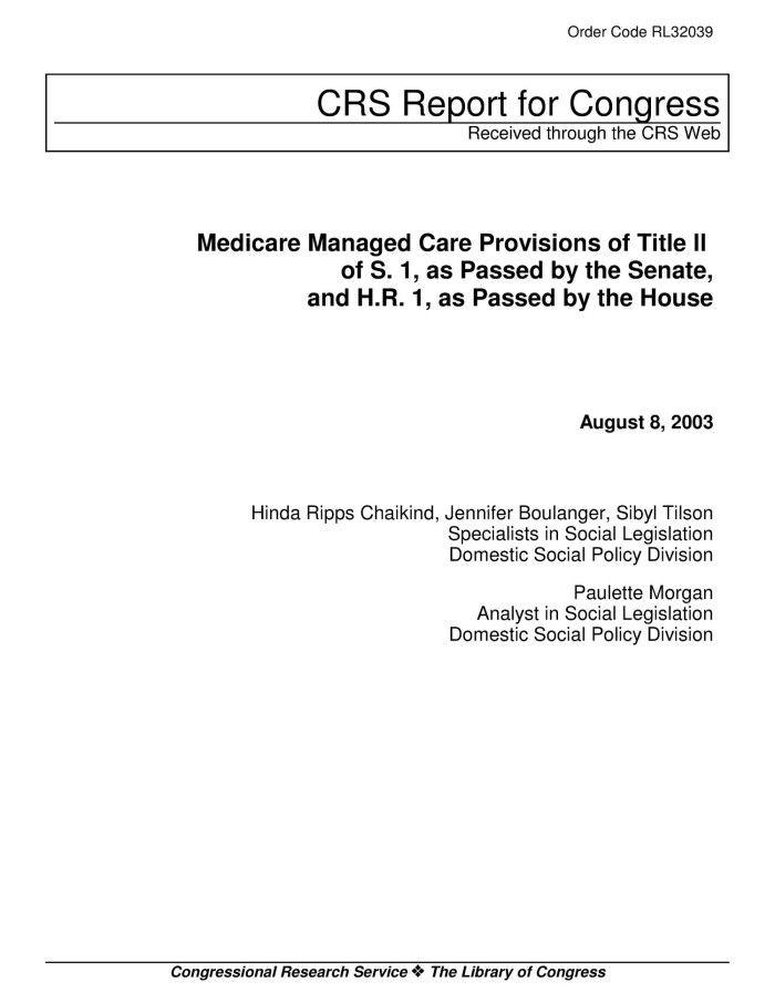 Title House Digital Logo - Medicare Managed Care Provisions of Title II of S. 1, as Passed by ...