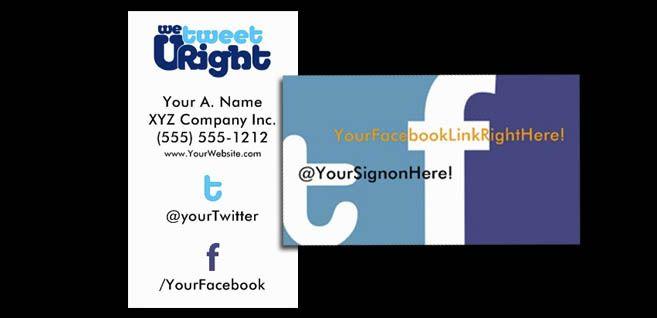 LinkedIn for Business Cards Logo - We Tweet U Right Vertical Biz Cards Twitter, Facebook, Linkedin