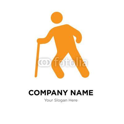 Walking Person Logo - Old man walking company logo design template, colorful vector icon