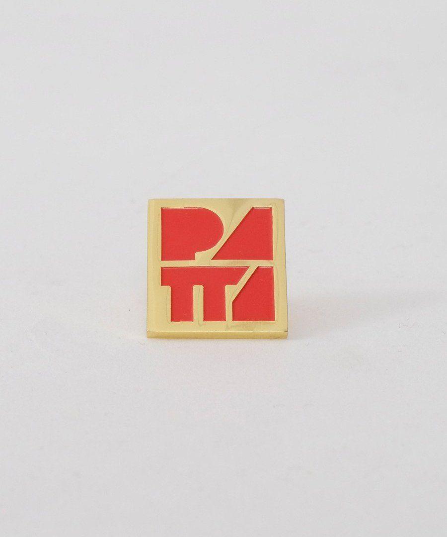 Gold NY Logo - Patta Block Logo Pin (Gold/Poinciana)