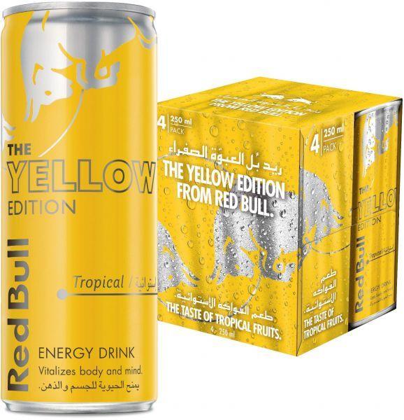 Red and Yellow Drink Logo - Red Bull The Yellow Edition Tropical Energy Drink - Pack of 4 Cans ...