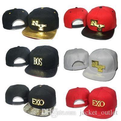 Gold NY Logo - Letter NY Snapbacks Metal Gold Logo Hats Men Women Van EXO BOS