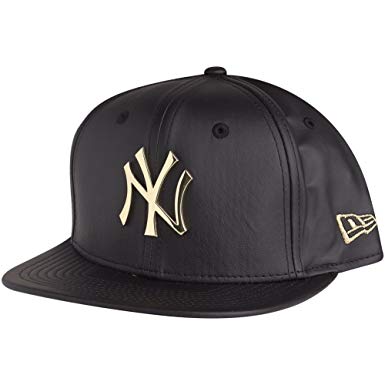 Gold NY Logo - New Era 9Fifty Gold on Black Leather Metal Prime NY Yankees Snapback ...