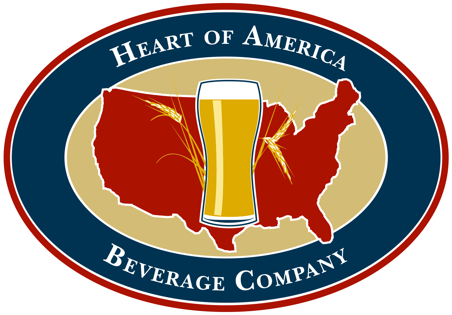 Red and Yellow Beverage Logo - Heart of America Beverage