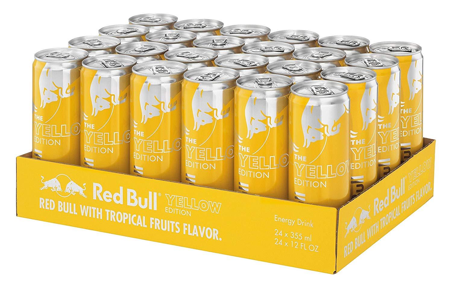 Red and Yellow Beverage Logo - Amazon.com : Red Bull Energy Drink, Tropical, 24 Pack of 12 Fl Oz ...