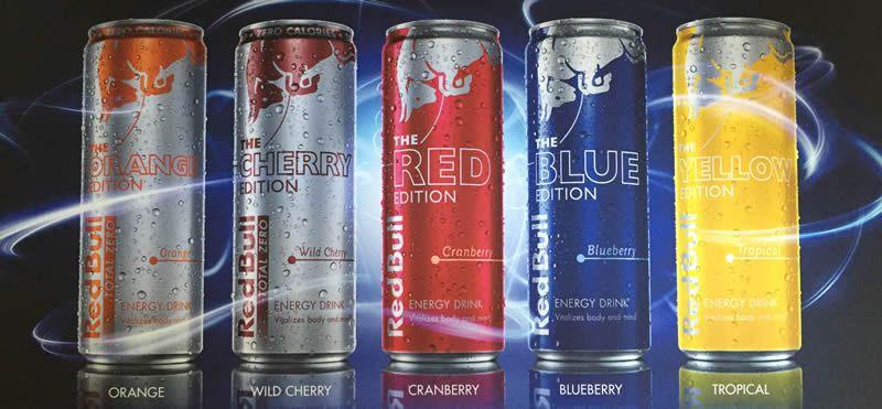 Red and Yellow Beverage Logo - Red Bull Editions: Red, Blue, Silver, Yellow, Cherry, Orange
