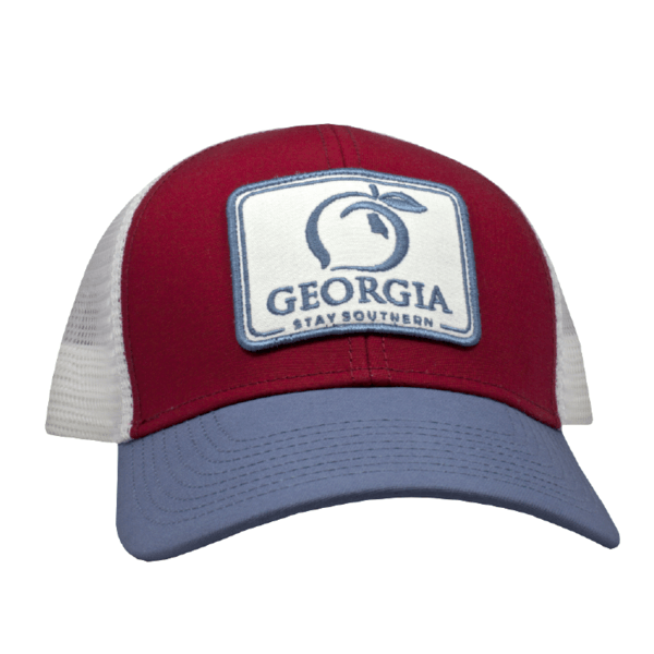 Crimson and Blue Logo - Peach State Pride 'Georgia Patch' Trucker Hat - Crimson/Lake Blue ...