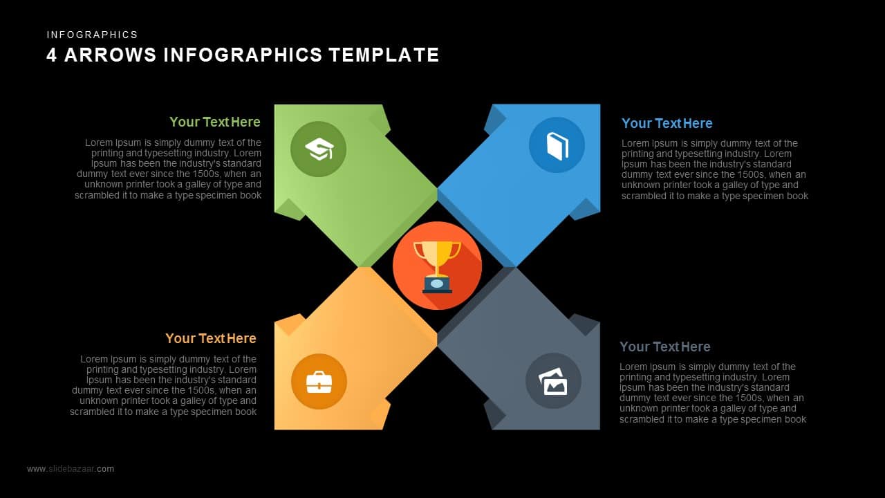 4 Arrows Logo - 4 Arrows PowerPoint Infographics Slide and Keynote Template