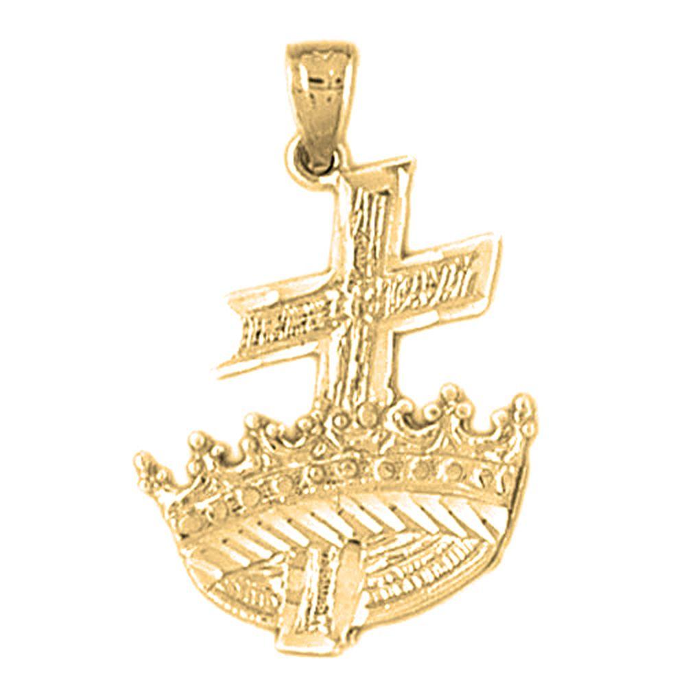 Gold Cross with Crown Logo - 10K, 14K or 18K Gold Cross and Crown Pendant