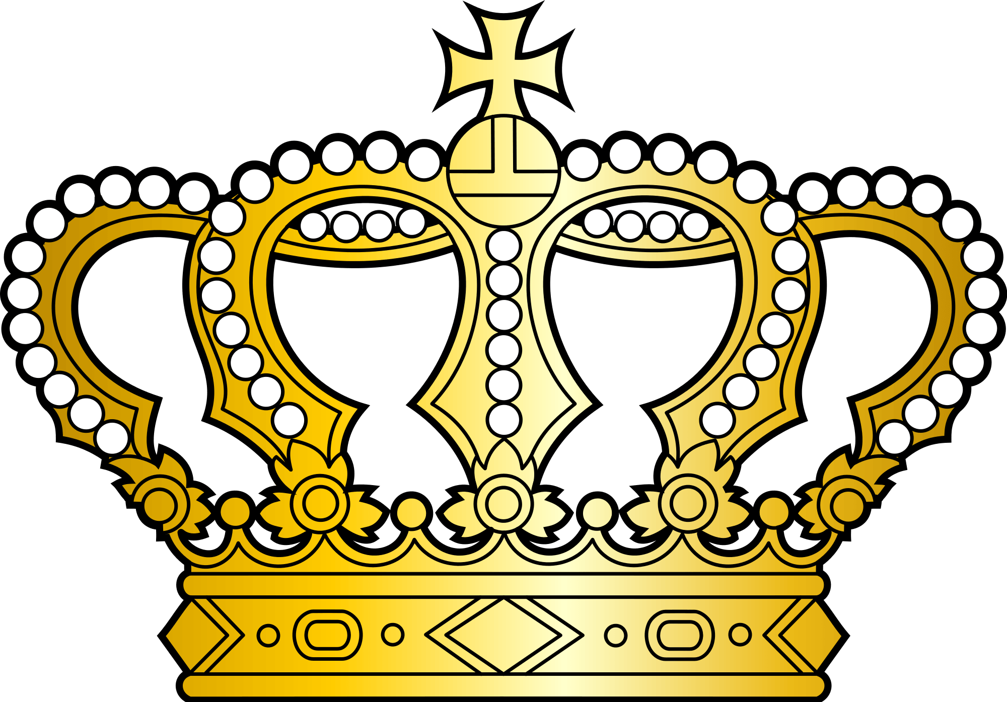 Gold Cross with Crown Logo - Georgian golden crown with pearls and cross.svg