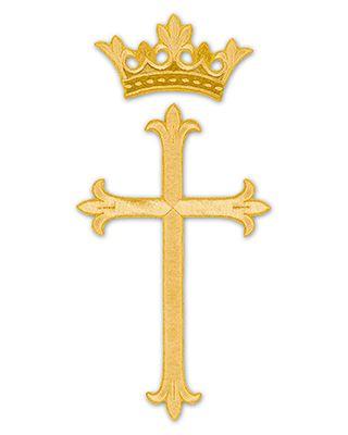 Gold Cross with Crown Logo - CM Almy. Silk Applique Cross and Crown 18