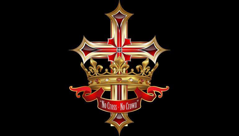Gold Cross with Crown Logo - No Cross, No Crown! - Roman Catholic Man