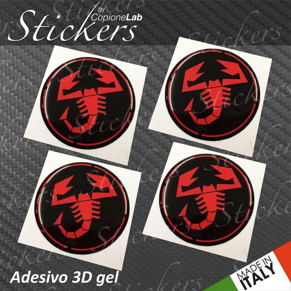 Black Red S Logo - 4 Adhesive Stickers Logo ABARTH Fiat BLACK & Red resin 3D 55 mm auto ...