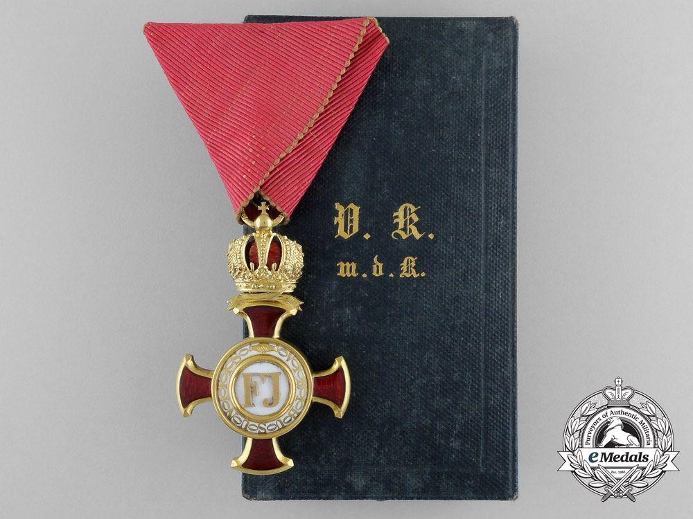 Gold Cross with Crown Logo - An Outstanding & Mint Austrian Merit Cross; 1st Class Gold Cross