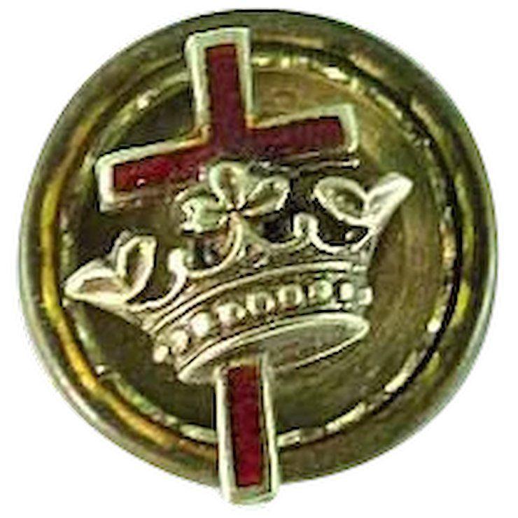 Gold Cross with Crown Logo - Antique Masonic Knight Templar 14k Gold Cross & Crown Enamel Screw