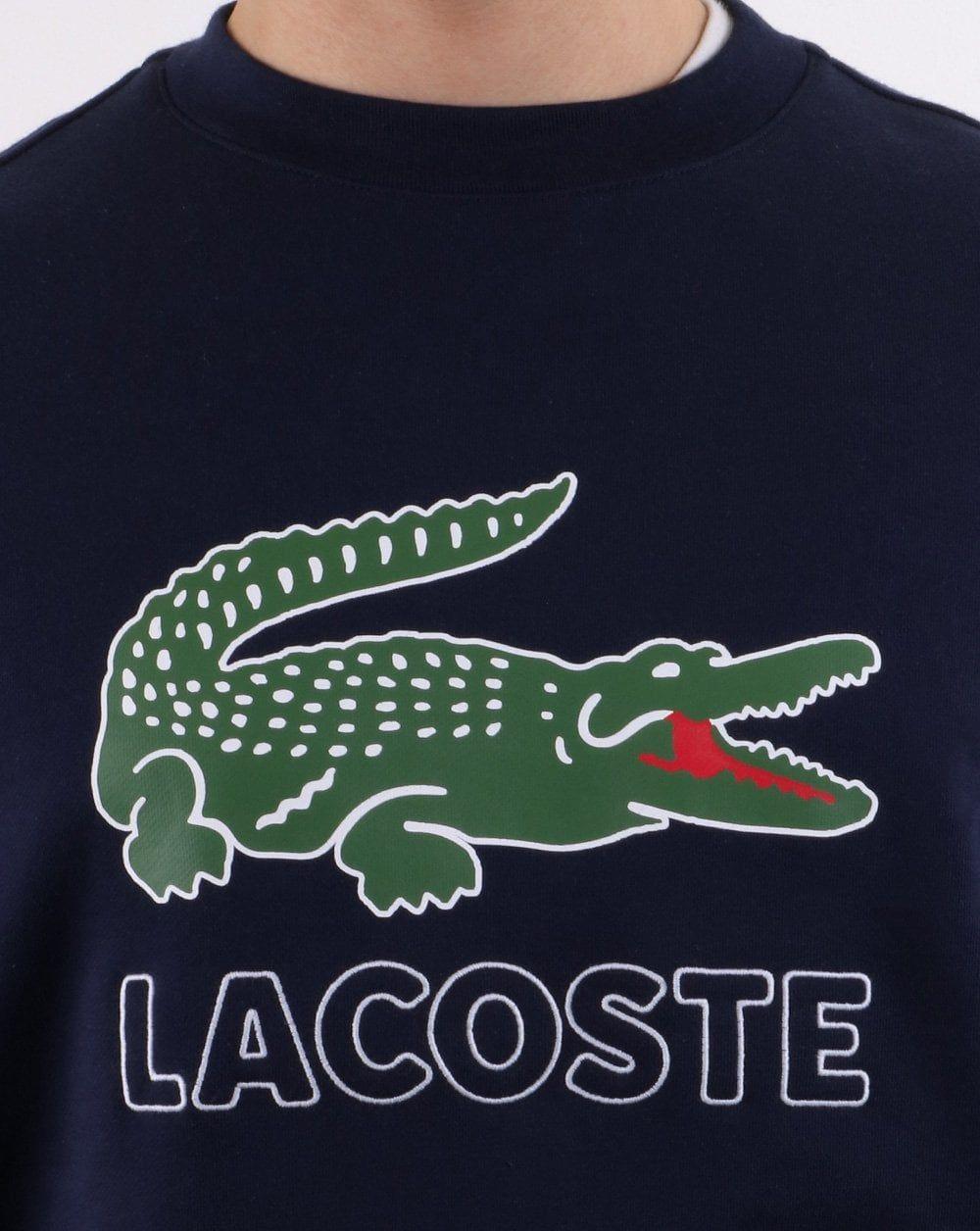Lacoste Logo - Lacoste Logo Sweatshirt in Navy, Mens, Clothing, Sweatshirt, Navy
