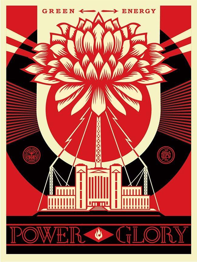 Red and Green Power Logo - Green Power print - Obey Giant