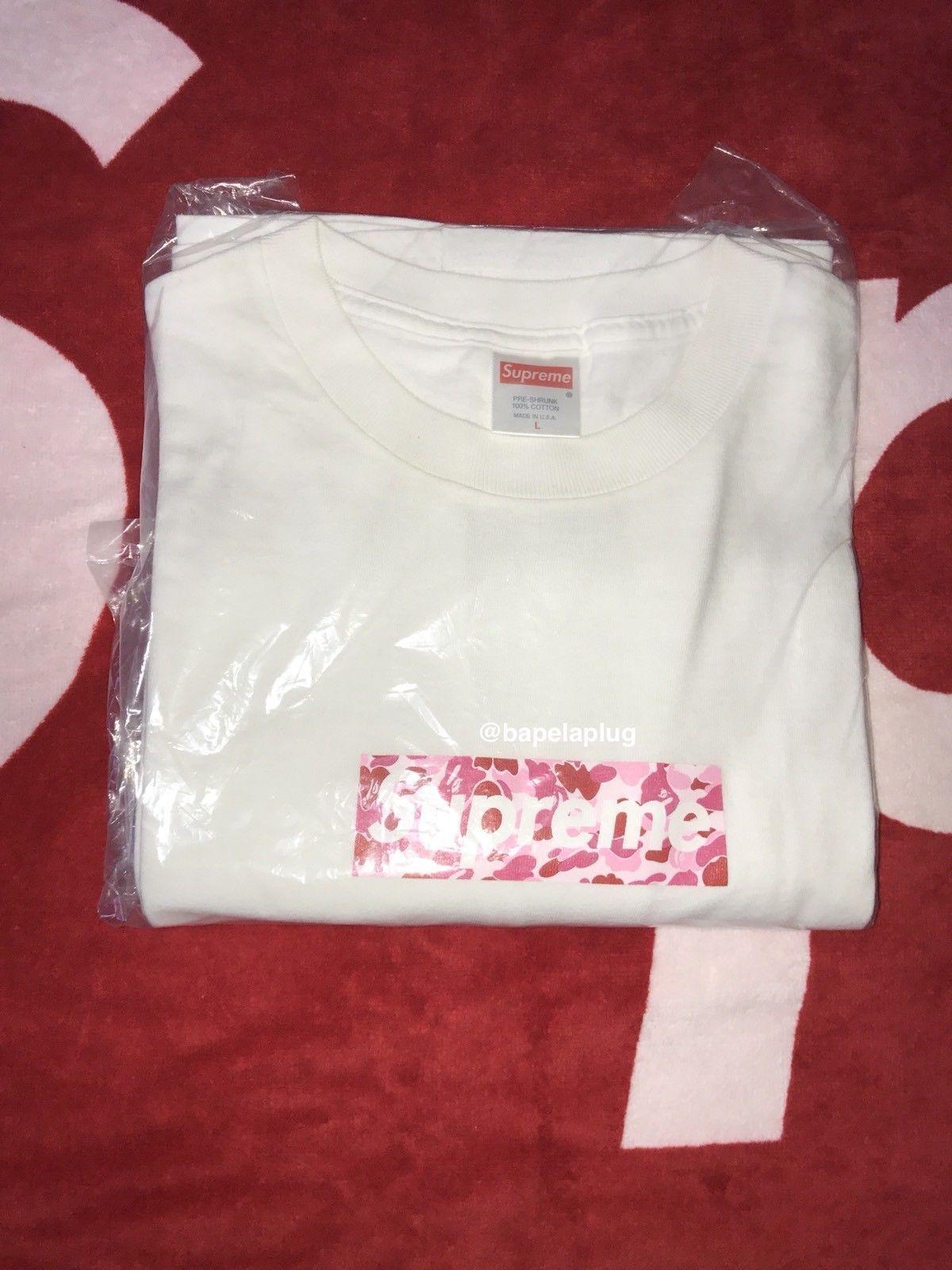 Bape Camo Supreme Box Logo - SUPREME x BAPE Pink ABC Camo Box Logo T-shirt WHITE L Large Japan A ...