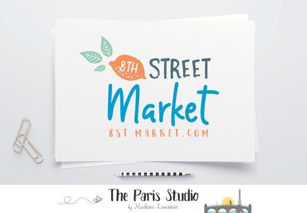 Food Market Logo - Hand Drawn Food Market Logo Design by The Paris Studio, Madame Levasseur