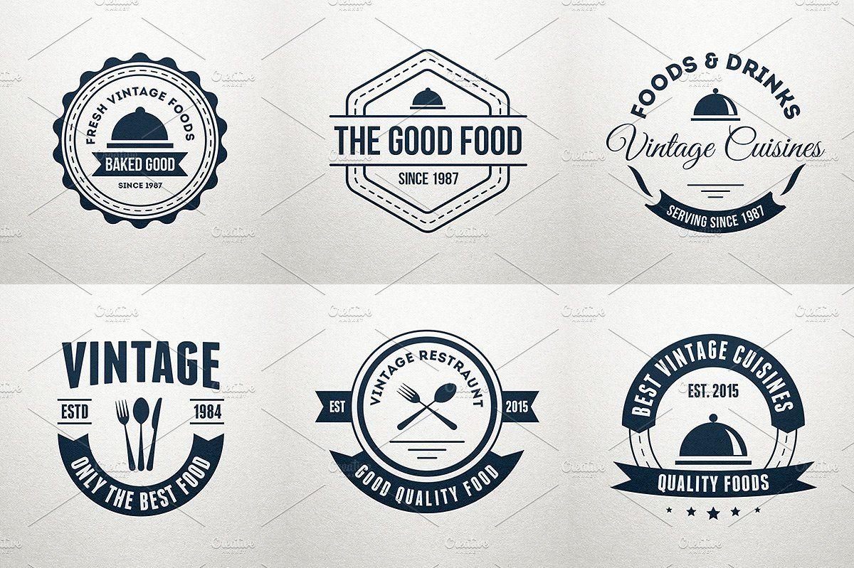 Food Market Logo - Food Logos, Retro Badges, Labels Logo Templates Creative Market