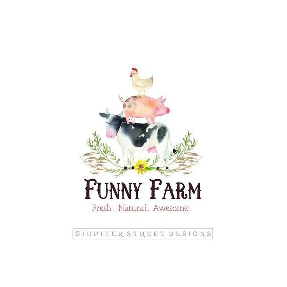 Farm Logo - Farm Logo Cow Logo Pig Logo Chicken Logo Watercolor