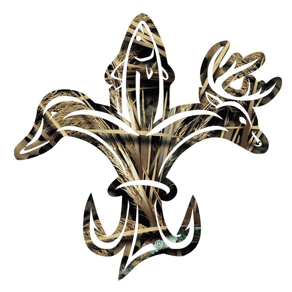 Camo Duck Logo - Camo Deer, Duck, Fish, Hook Fleur-de-lis Decal - Sportsman Logo