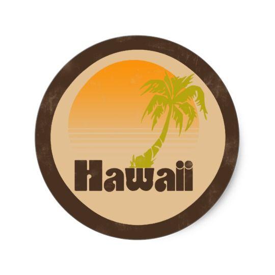 Hawaii Logo - Vintage Hawaii Logo Classic Round Sticker | Zazzle.co.uk