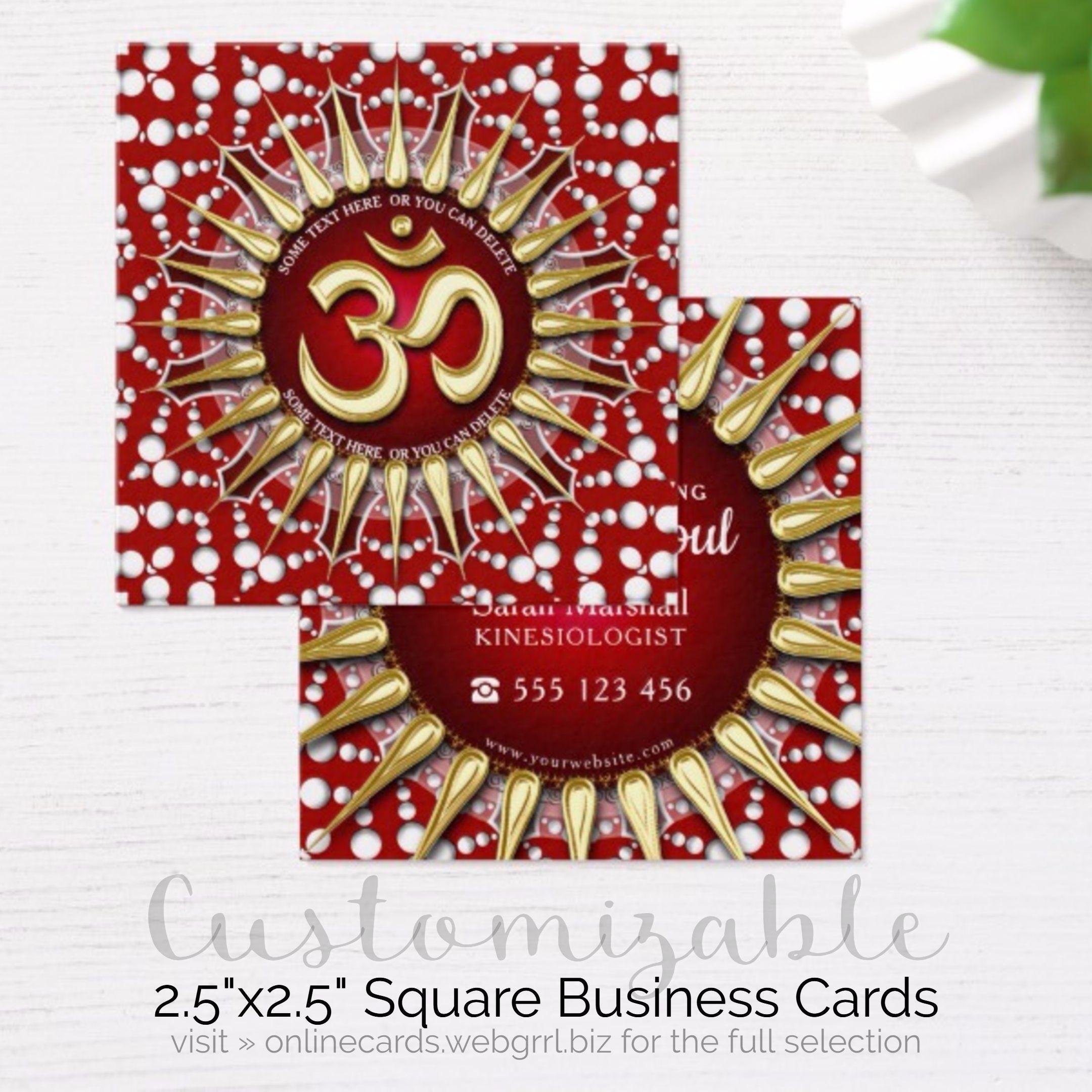 Red White and Square G Logo - Gold OM Holistic Red White Mandala Square Square Business Card ...