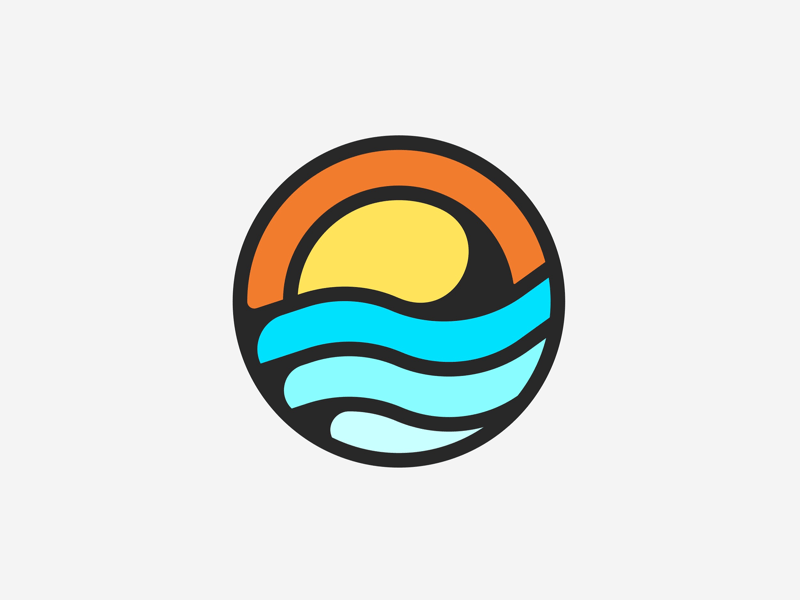 Round Sun Logo - Retro style logo